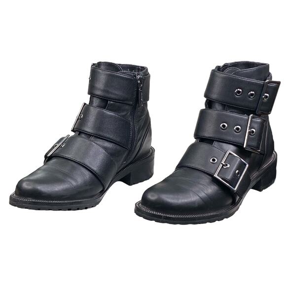 Blondo Women’s Camila Black Leather Moto Biker Ankle Boot Size US 6 - Picture 6 of 11